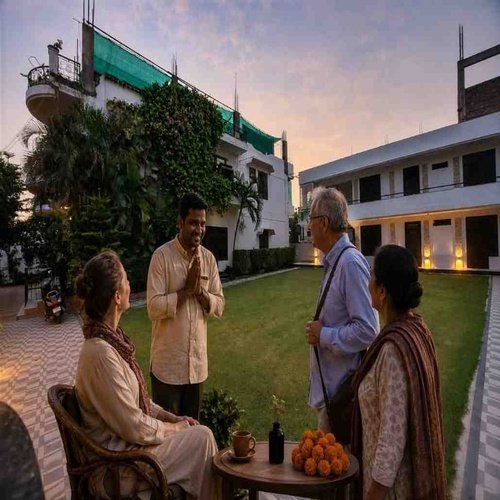 Comfortable bed and breakfast in Varanasi with peaceful garden, modern rooms, and personalized hospitality at Rangoli Garden.